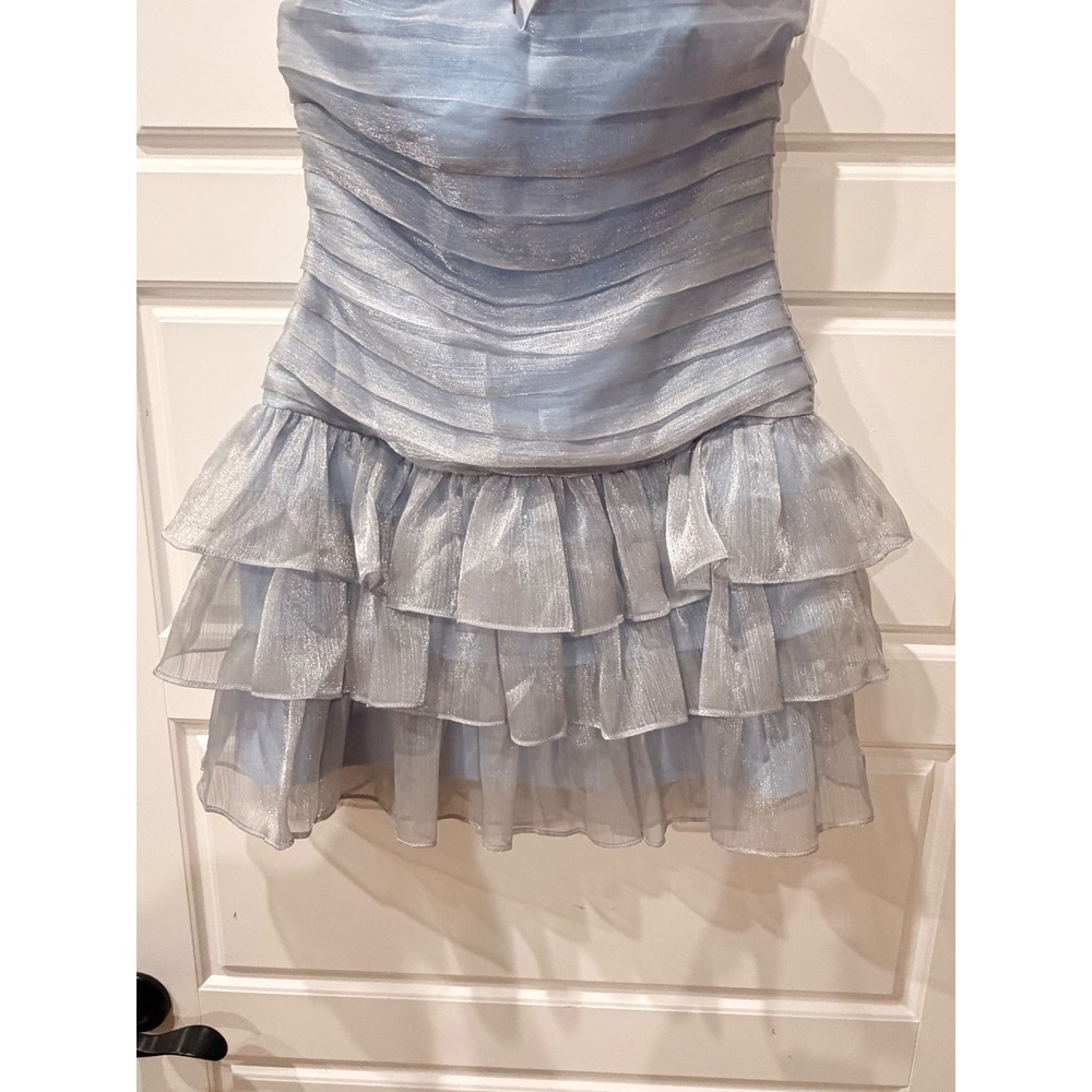 Hello Molly Party at the Disco Halter Mini Dress Blue Small Y2K Fairy Coquette - Picture 4 of 11